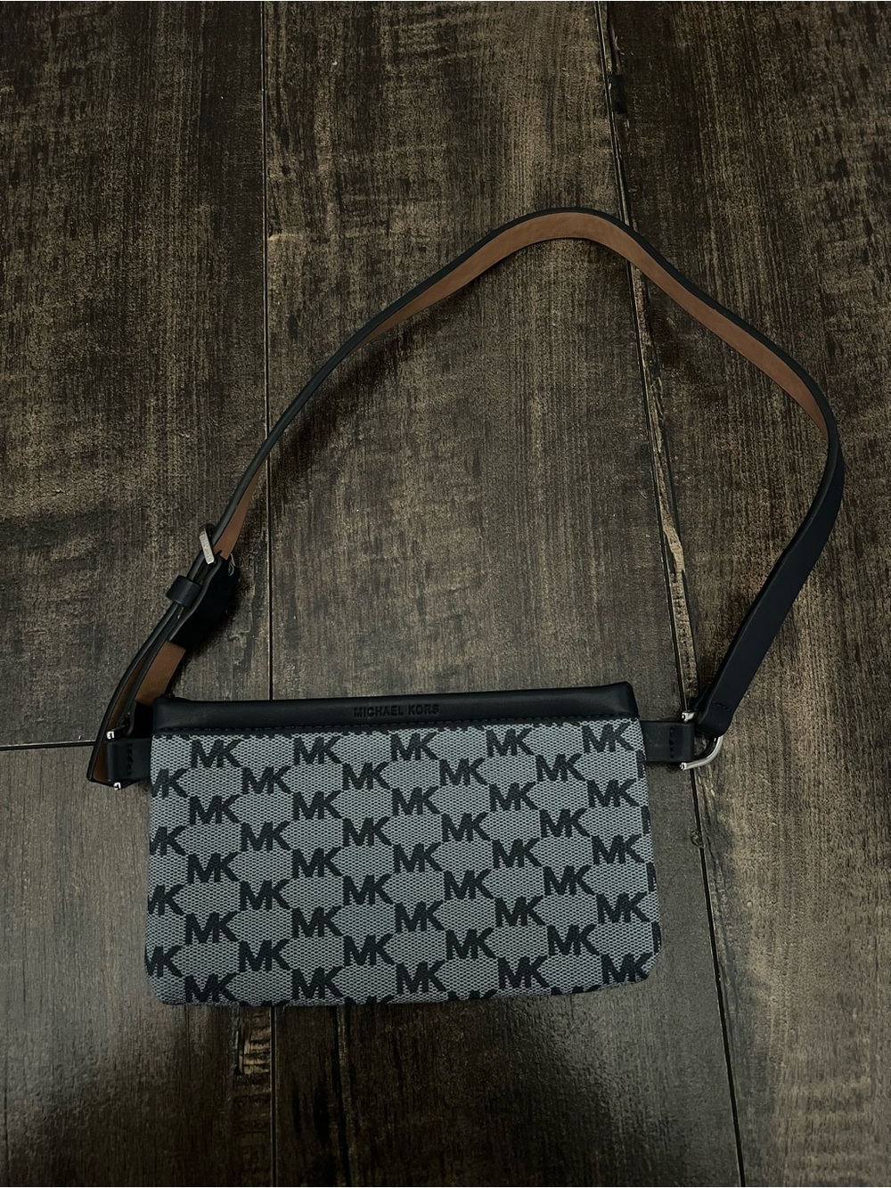 Michael Kors Black & Gray MK Monogram Belt Bag